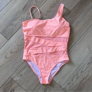 Meet Me At Waikiki Peach One Shoulder Swimsuit - XL